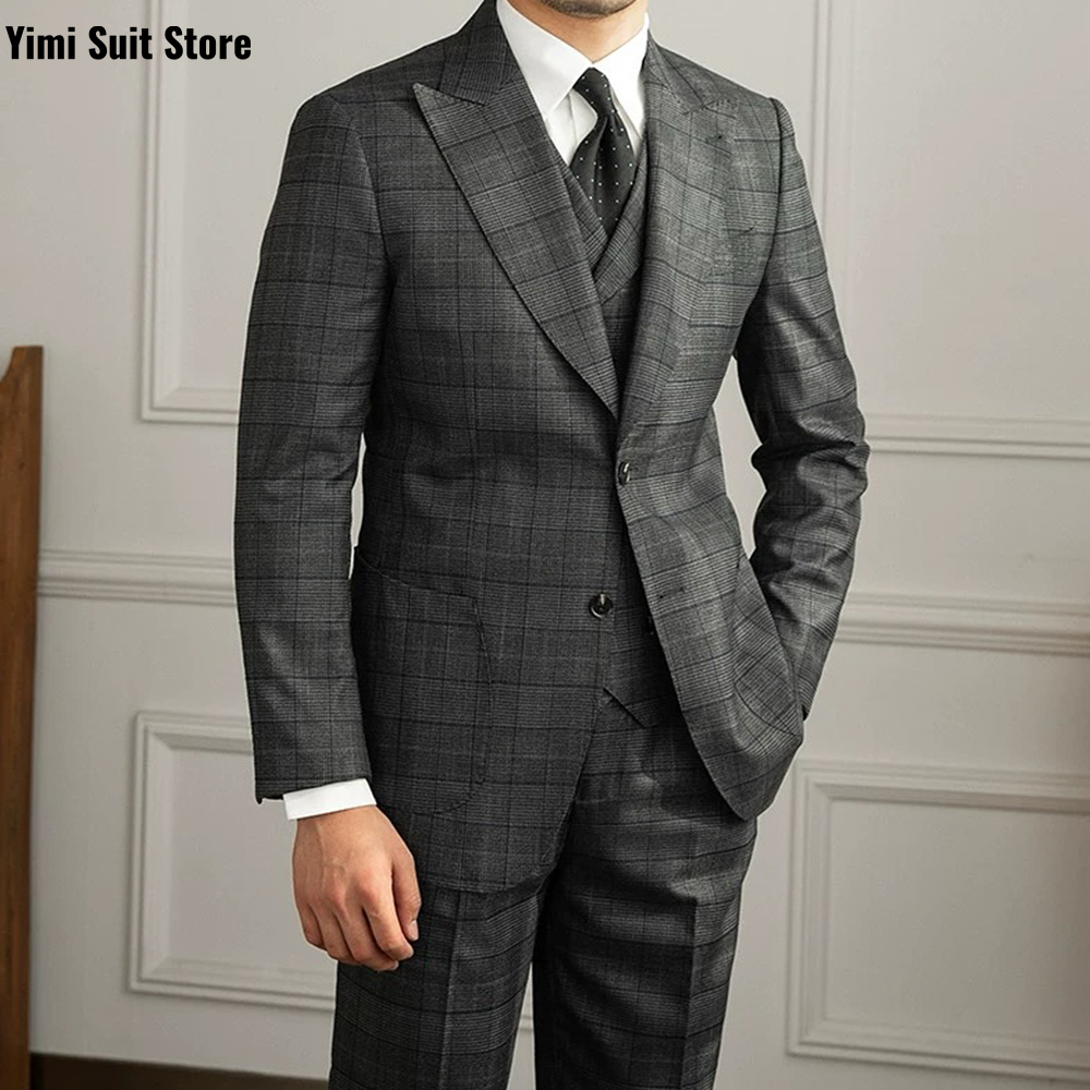 Men Formal Wear Modern - 이민피피 남성 정장 3피스 세트 플래드