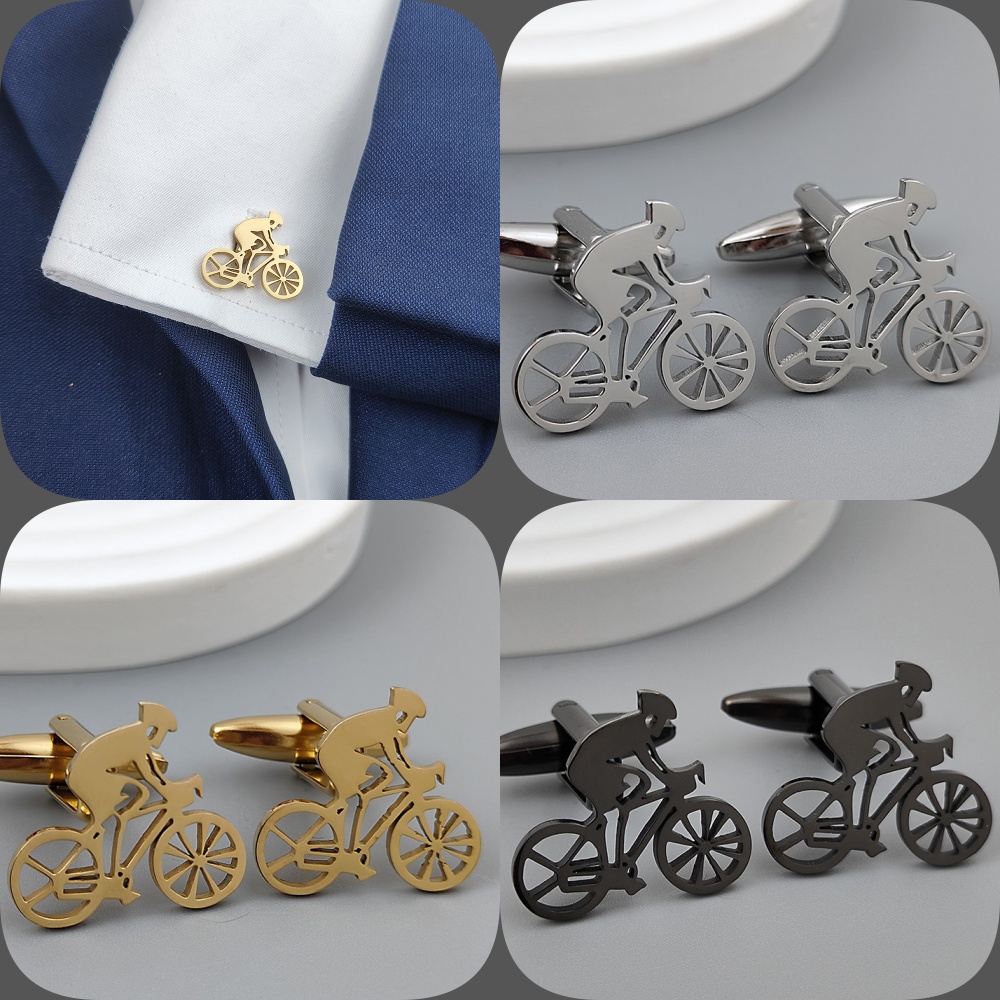 Men Formal Wear With Tie - 자전거 레이서 금도금 커프스 단추, 블랙