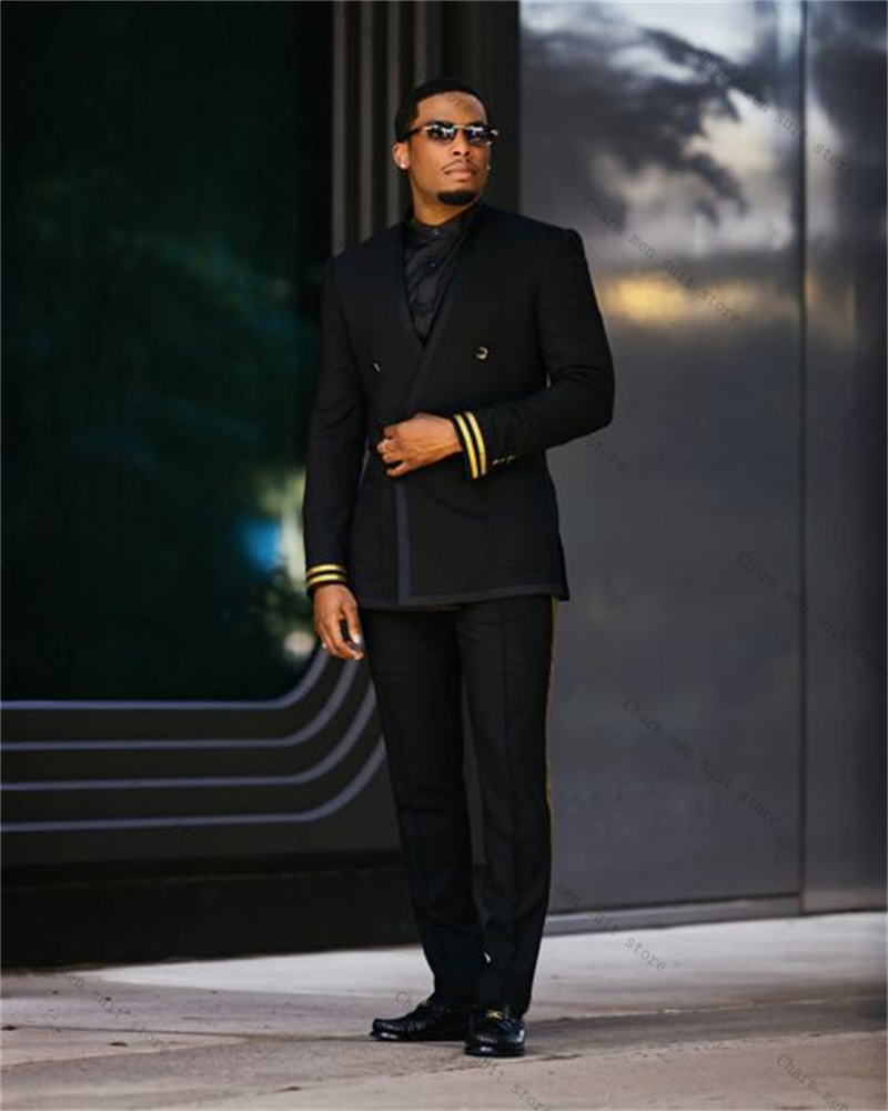 Formal Wear For Men Black Suit - 블랙 남성 정장 세트 2피스 블레이저+바지