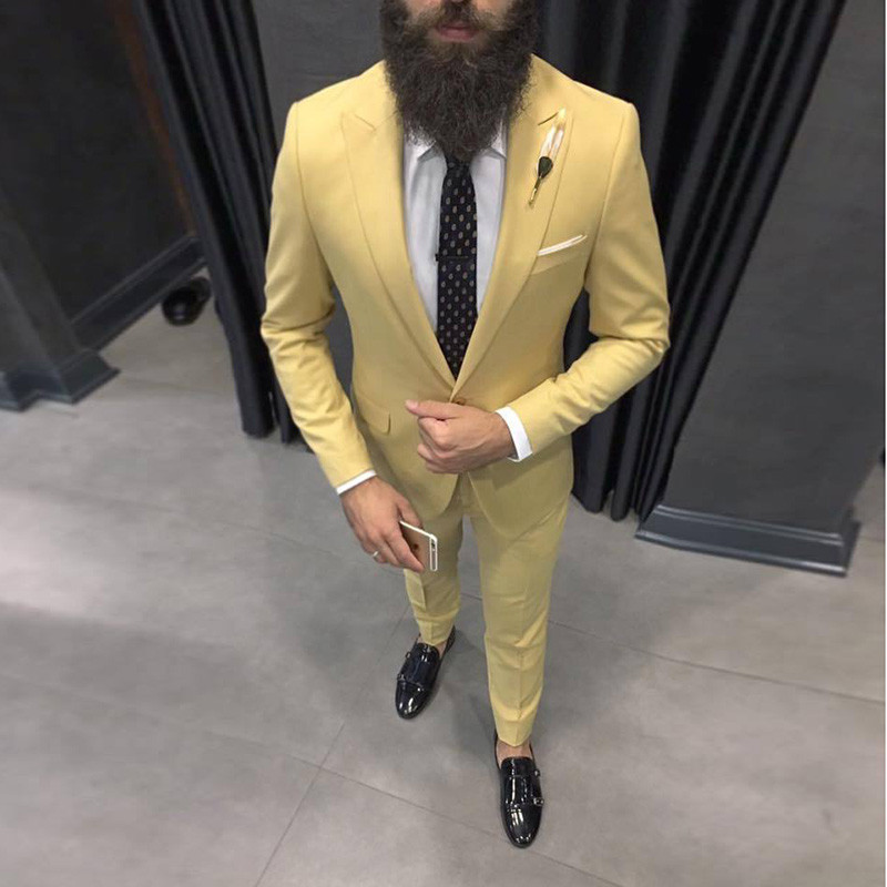 Latest Men Formal Wear - 2025 결혼식을위한 최신 노란색 남성 정장
