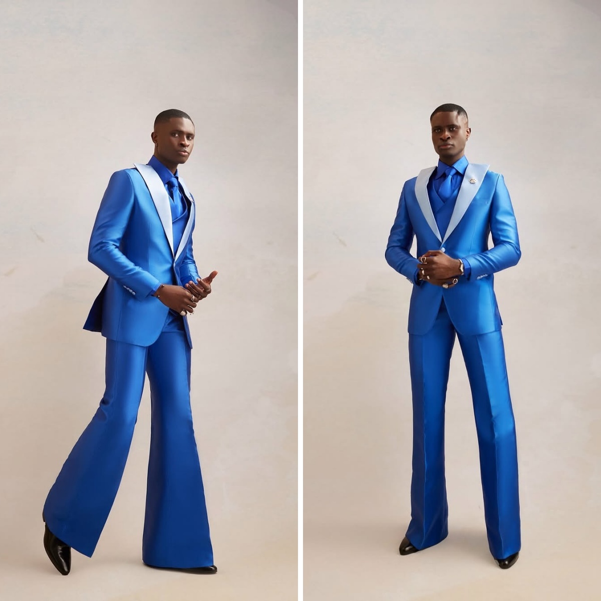 Men Formal Wear Modern - 새틴 남성 정장 세트 3피스 블레이저+조끼+바지