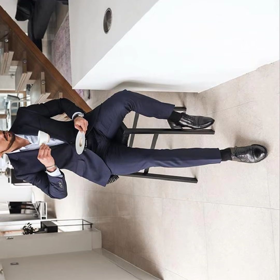Latest Men Formal Wear - 네이비 블루 2피스 남성 턱시도 정장,