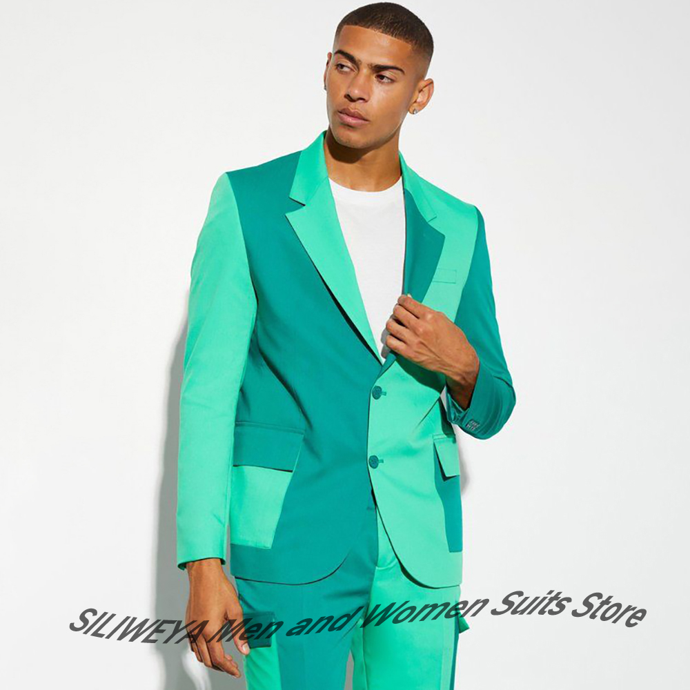 Men Formal Party Wear Dress - 스타일리시한 남성 투톤 터쿼이즈 블레이저 &