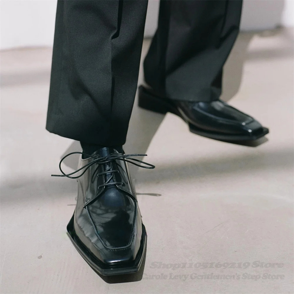 Patent Leather Oxford - 블랙 에나멜 가죽 남성용 4cm 굽