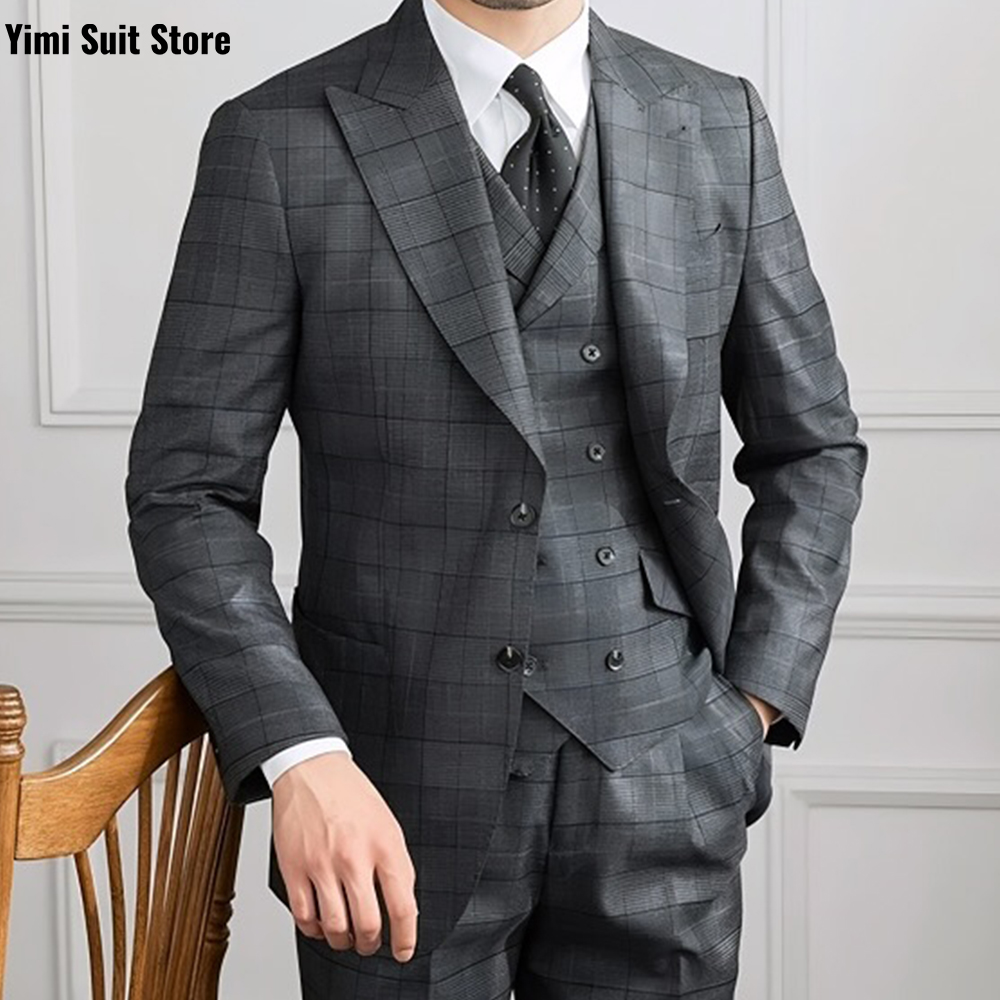 이민피피 남성 정장 3피스 세트 플래드 클래식 행사복  - Men Formal Wear Modern 리뷰 및 가격