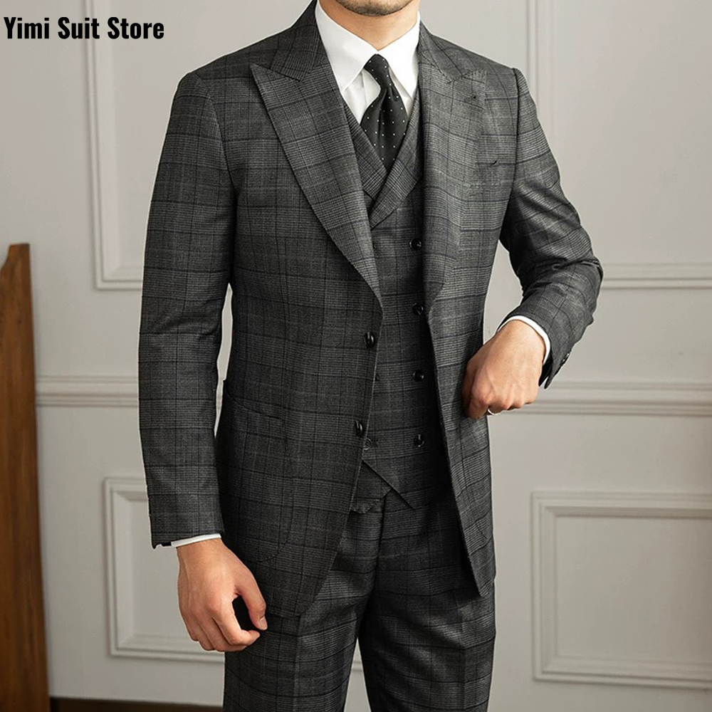이민피피 남성 정장 3피스 세트 플래드 클래식 행사복  - Men Formal Wear Modern 리뷰 및 가격