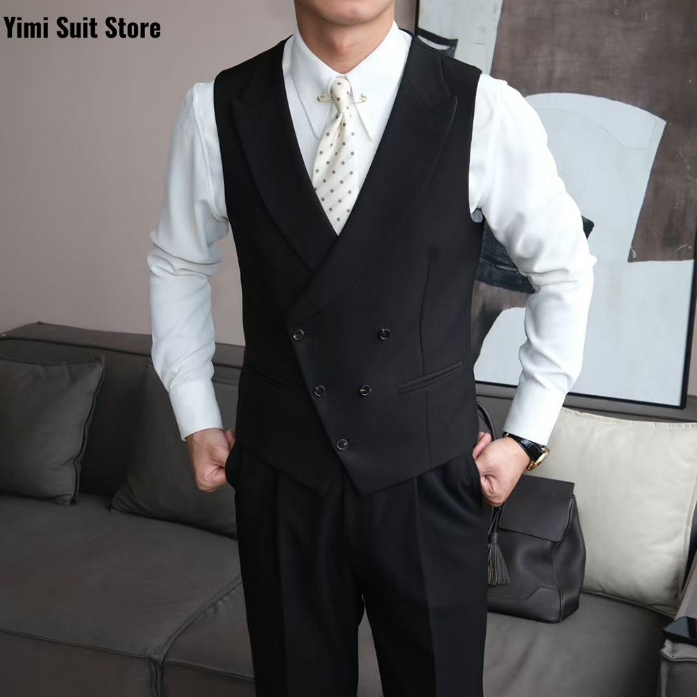 블랙 고품질 남성 정장 세트 3피스 원버스트 비즈니스  - Men Formal Wear Modern 리뷰 및 가격