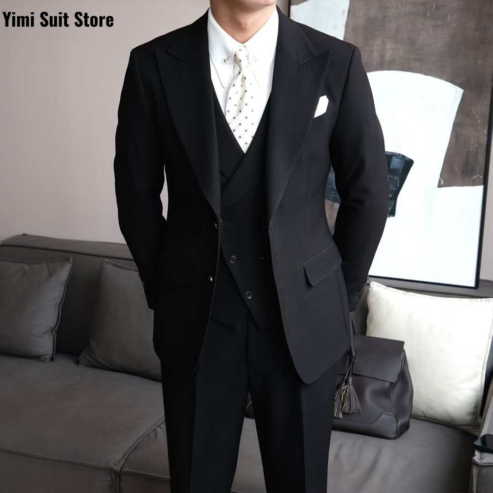 블랙 고품질 남성 정장 세트 3피스 원버스트 비즈니스  - Men Formal Wear Modern 리뷰 및 가격
