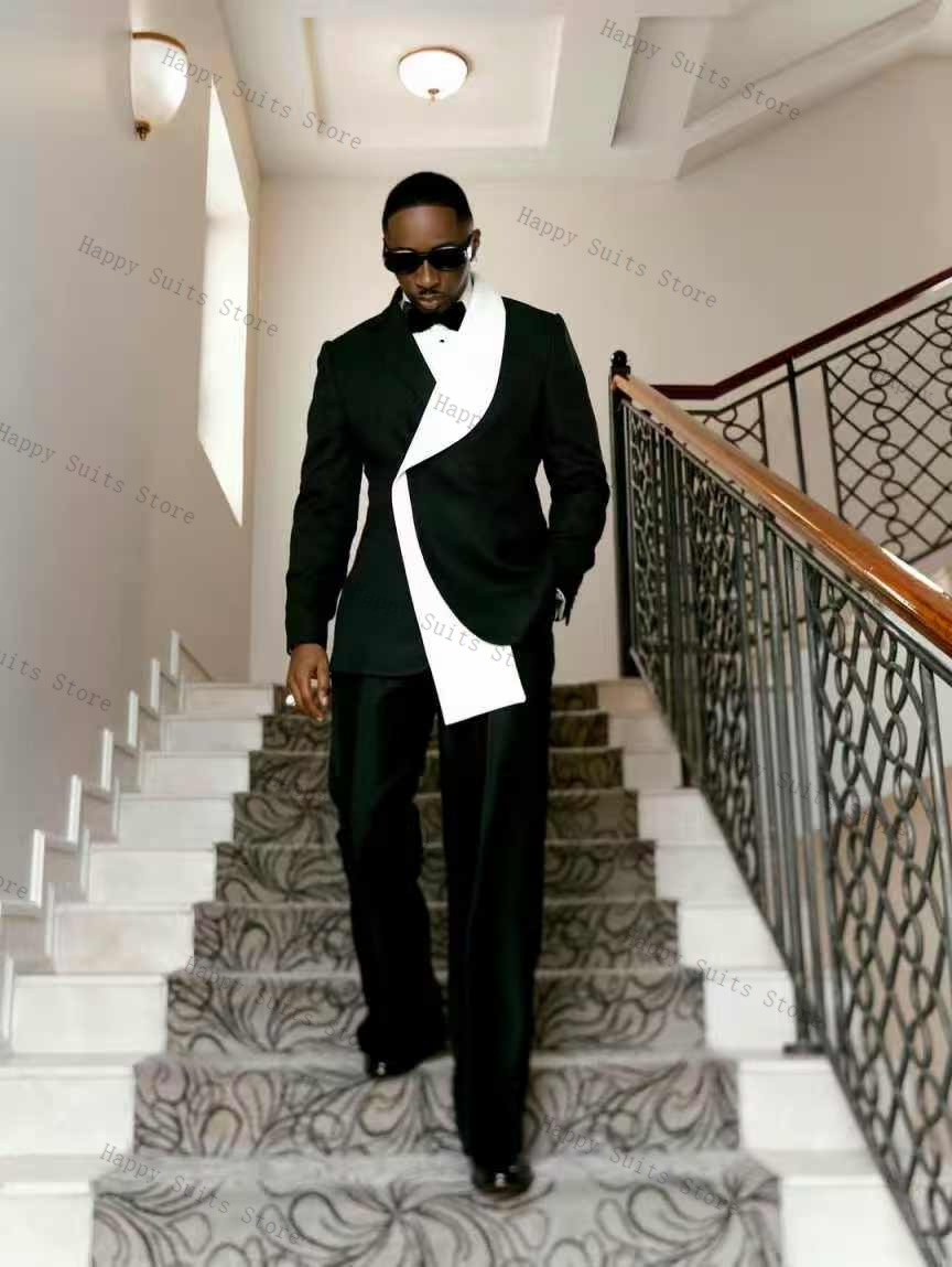 블랙 화이트 남성 정장 세트 2피스 신랑 블레이저+바지 - Formal Wear For Men Black Suit 리뷰 및 가격