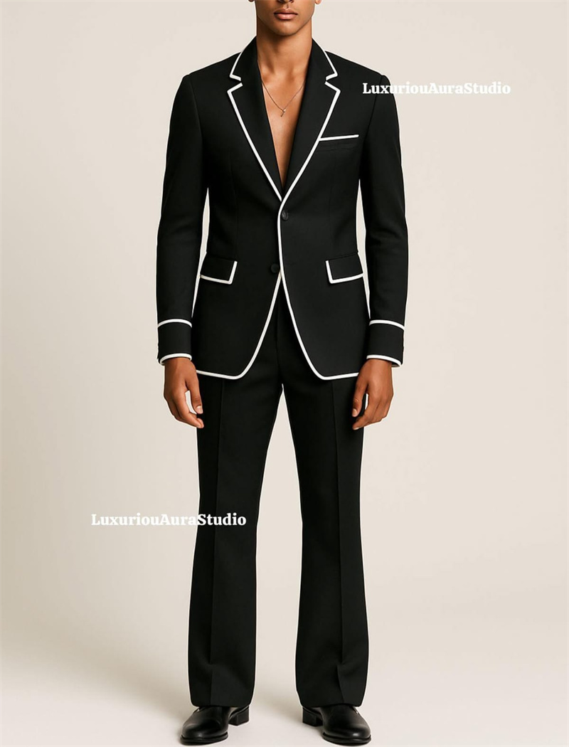 디자이너 블랙 남성 정장 세트 2피스 블레이저+바지 화 - Formal Wear For Men Black Suit 리뷰 및 가격