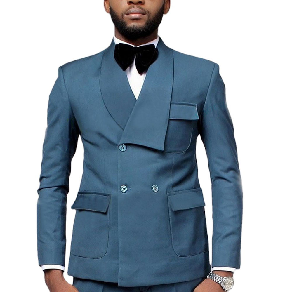 최신 디자인 더블 브레스트 레이크 블루 블레이저 바지  - Men Formal Party Wear Dress 리뷰 및 가격