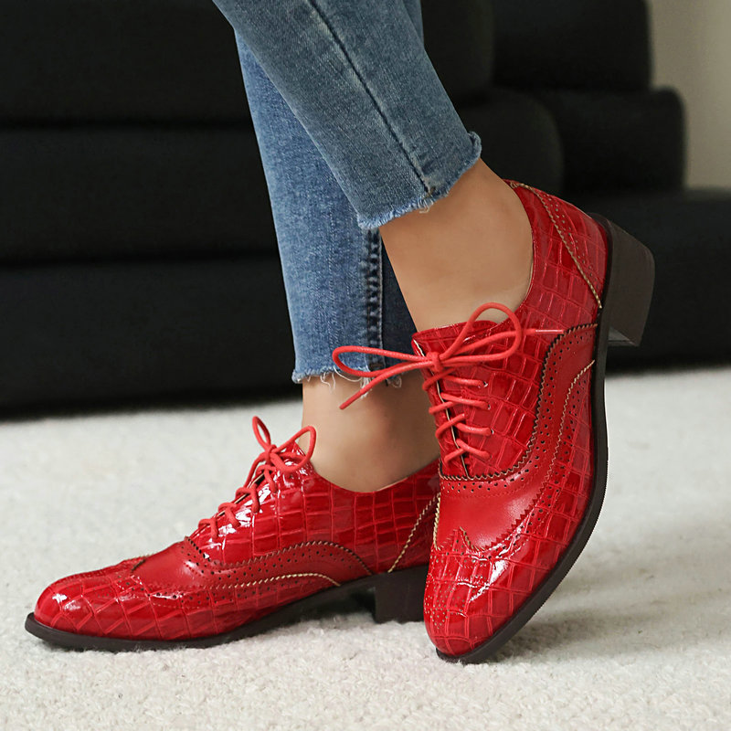 여성 스톤 프린트 브로그 옥스포드 슈즈 에나멜 가죽 윙 - Patent Leather Oxford 리뷰 및 가격