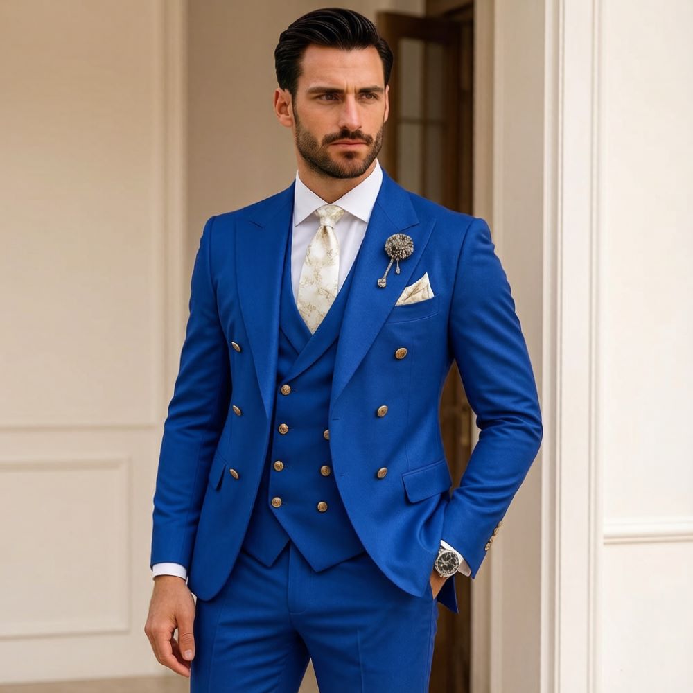 남성 아이보리 웨딩 수트 슬림핏 3피스 더블 브레스티드 - Men Formal Wear Modern 리뷰 및 가격