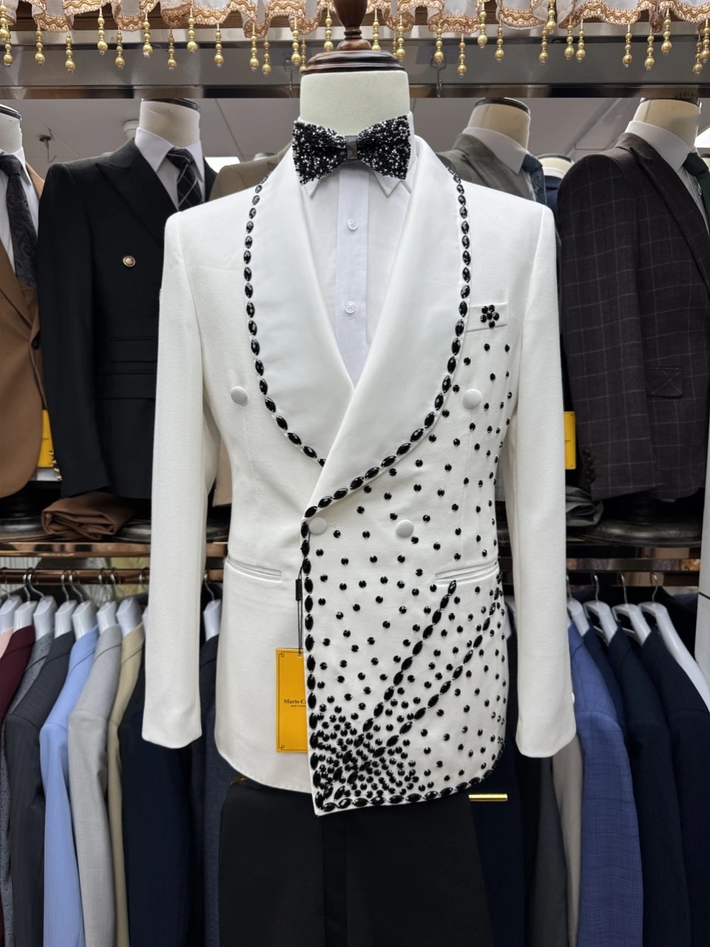 화이트 신랑 남성 정장 세트 2피스 블레이저+블랙 팬츠 - Formal Wear For Men Black Suit 리뷰 및 가격