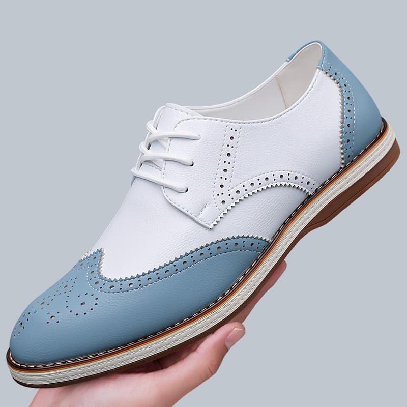 남성용 화이트 블루 투톤 브로그 옥스포드 슈즈 레이스업 - Patent Leather Oxford 리뷰 및 가격