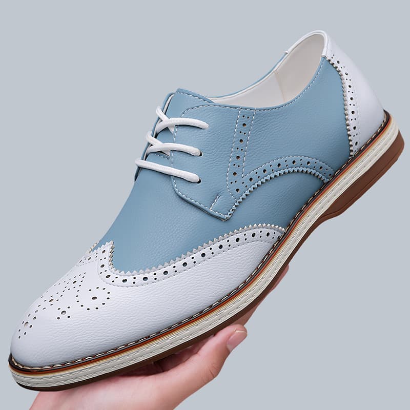 남성용 화이트 블루 투톤 브로그 옥스포드 슈즈 레이스업 - Patent Leather Oxford 리뷰 및 가격
