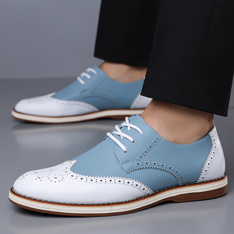 남성용 화이트 블루 투톤 브로그 옥스포드 슈즈 레이스업 - Patent Leather Oxford 리뷰 및 가격