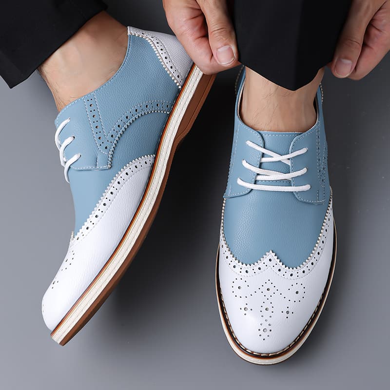 남성용 화이트 블루 투톤 브로그 옥스포드 슈즈 레이스업 - Patent Leather Oxford 리뷰 및 가격