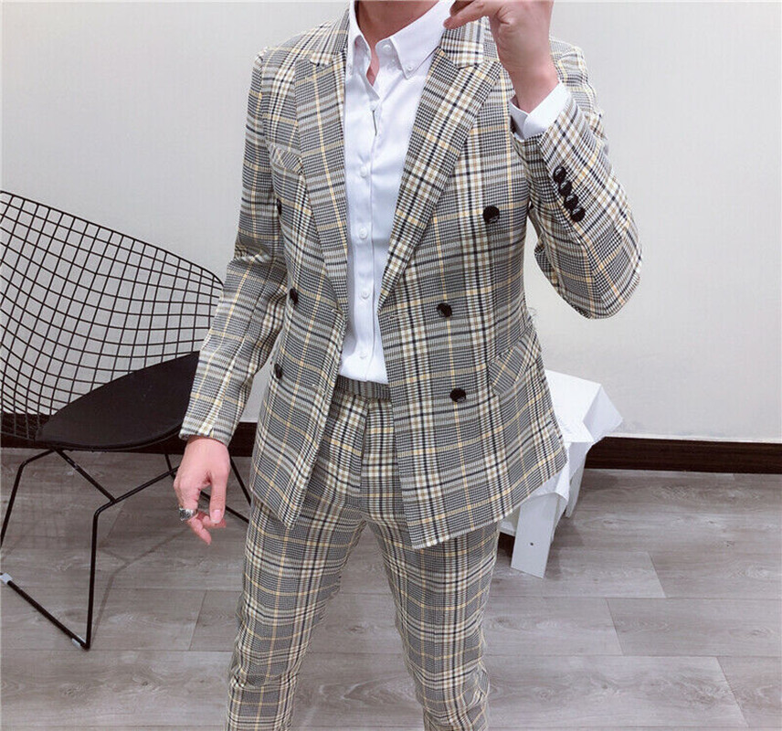 최신 새 스타일 흡연 격자 무늬 남성 정장 더블 브레스 - Latest Men Formal Wear 리뷰 및 가격
