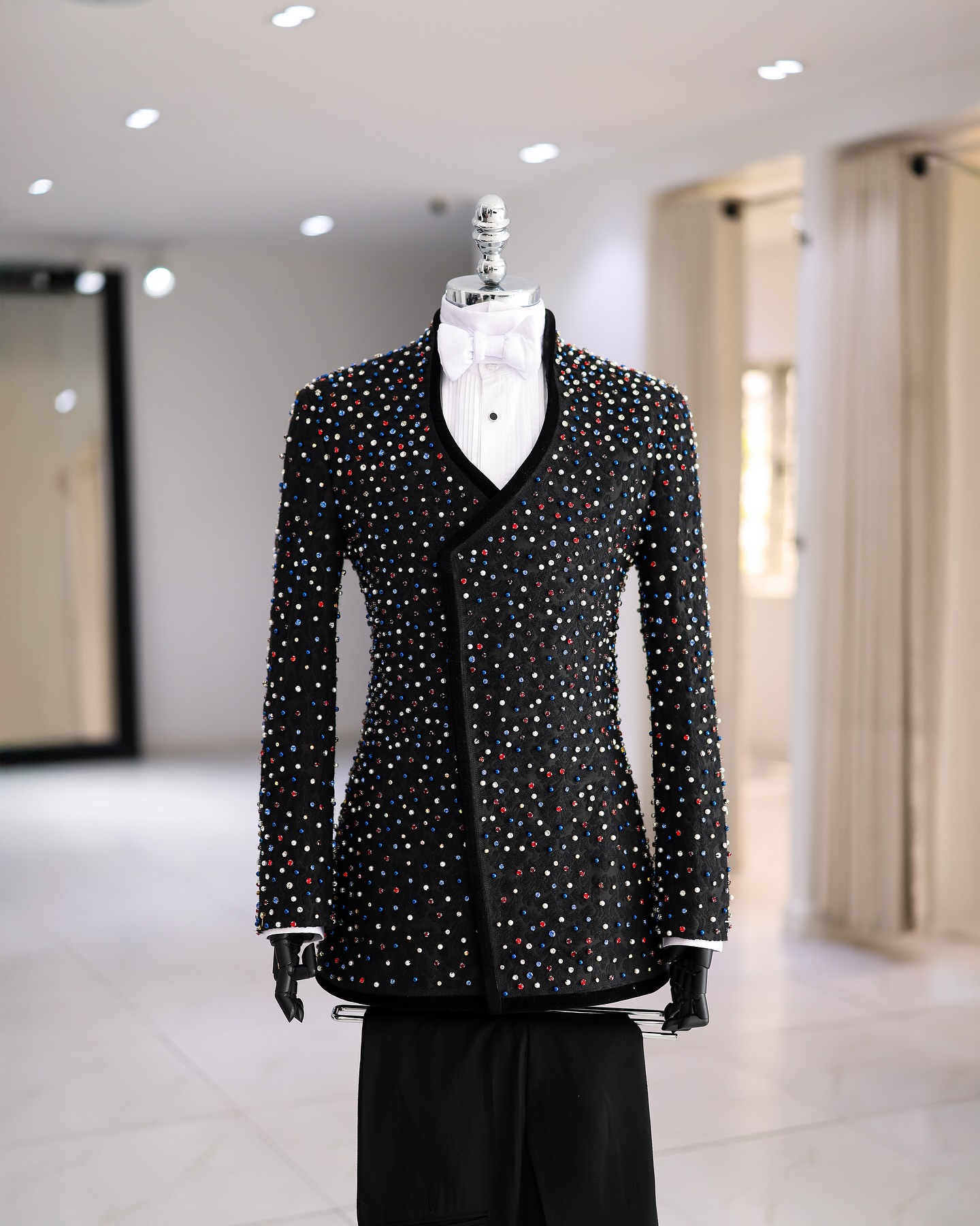 화려한 크리스탈 남성 정장 세트 2피스 블레이저+바지  - Men Formal Wear Modern 리뷰 및 가격
