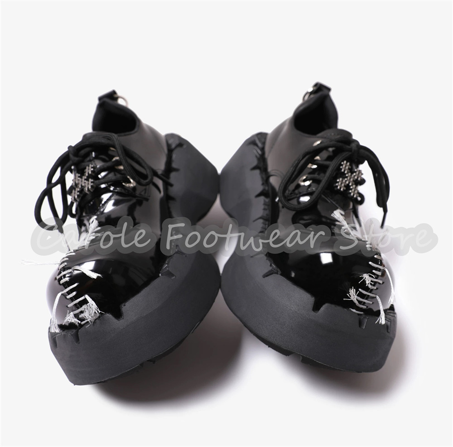 남성 청키 바텀 키높이 구두 고딕 스티치 플랫폼 레이스 - Patent Leather Oxford 리뷰 및 가격