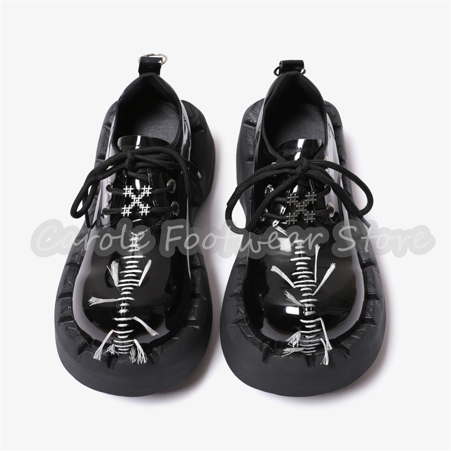 남성 청키 바텀 키높이 구두 고딕 스티치 플랫폼 레이스 - Patent Leather Oxford 리뷰 및 가격