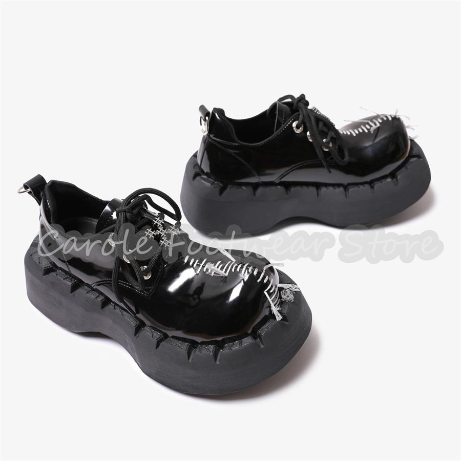 남성 청키 바텀 키높이 구두 고딕 스티치 플랫폼 레이스 - Patent Leather Oxford 리뷰 및 가격