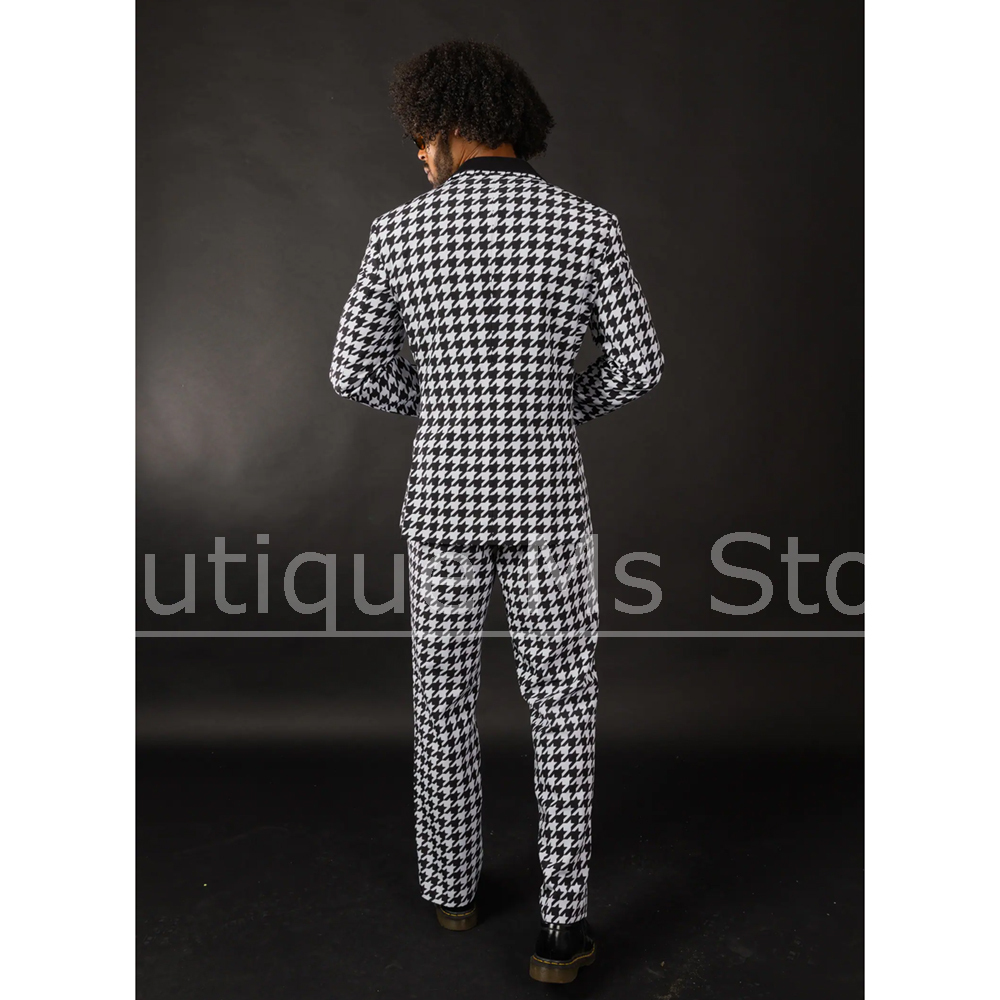 블랙 화이트 하운드투스 남성 정장 슬림핏 블레이저 팬츠 - Formal Wear For Men Black Suit 리뷰 및 가격