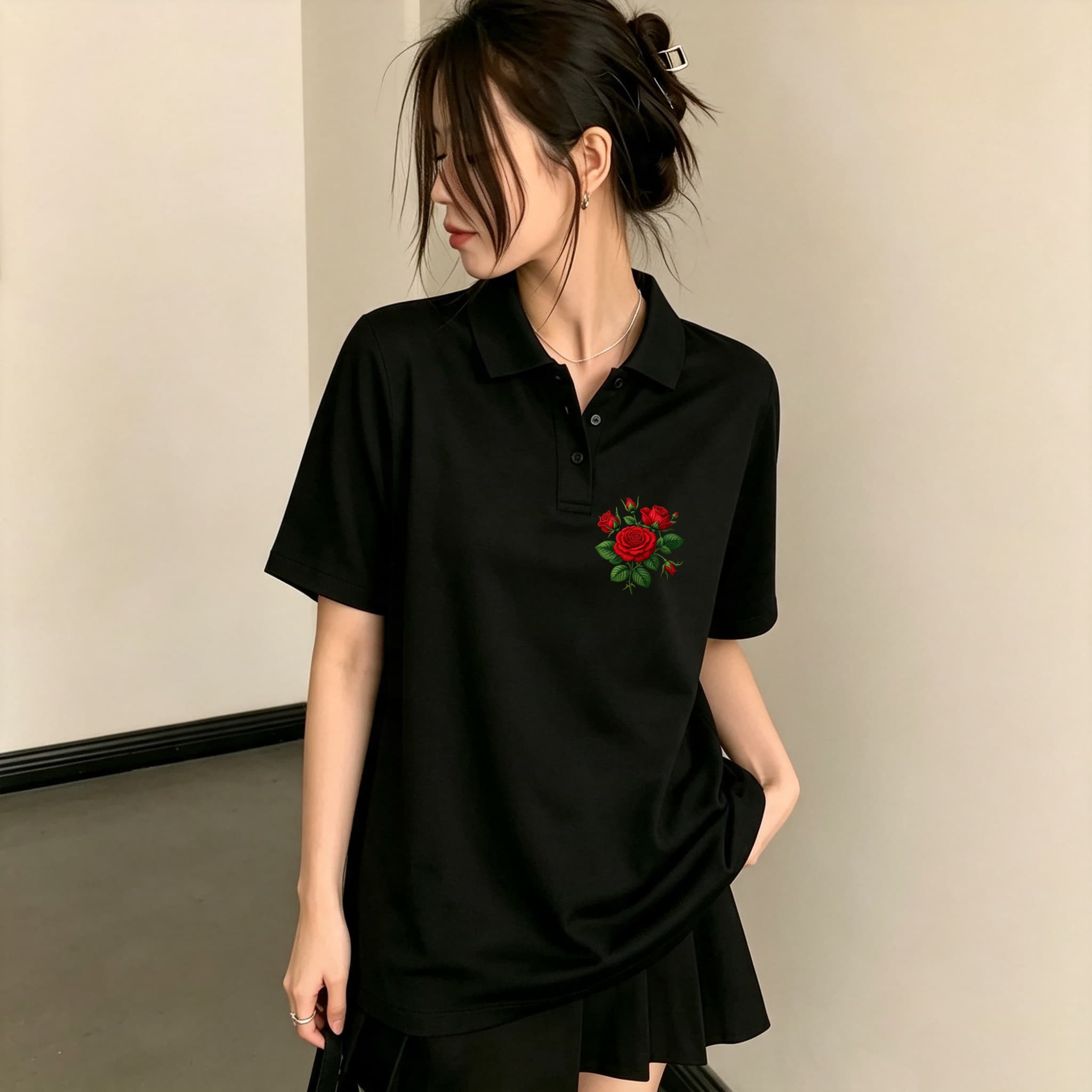 여아용 올매치 캐주얼 블랙 폴로 블라우스, 섬세한 레드 - Men Formal Wear All Black 리뷰 및 가격